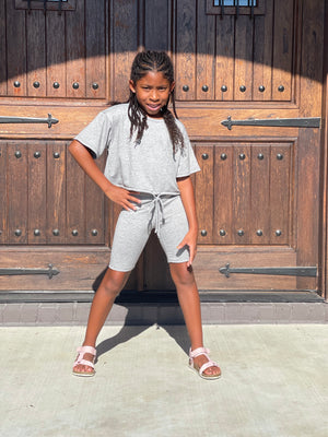The Bike Short Set-Heather Grey