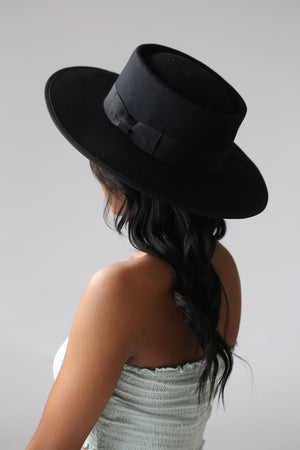 Black Wool Hat on teen model, cute, hat, cut, trendy, stylish